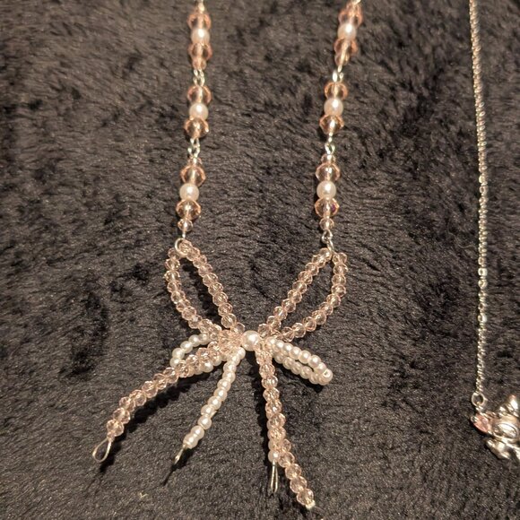 Set of 3 Pink Crystal Fashion Jewlery Bow Choker Sanrio My Melody Necklace Ring - Picture 2 of 5